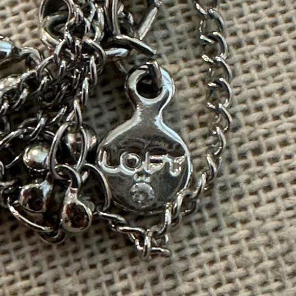 LOFT Silver Tone Double Strand Beaded Crystal 24”L Necklace - Picture 9 of 10